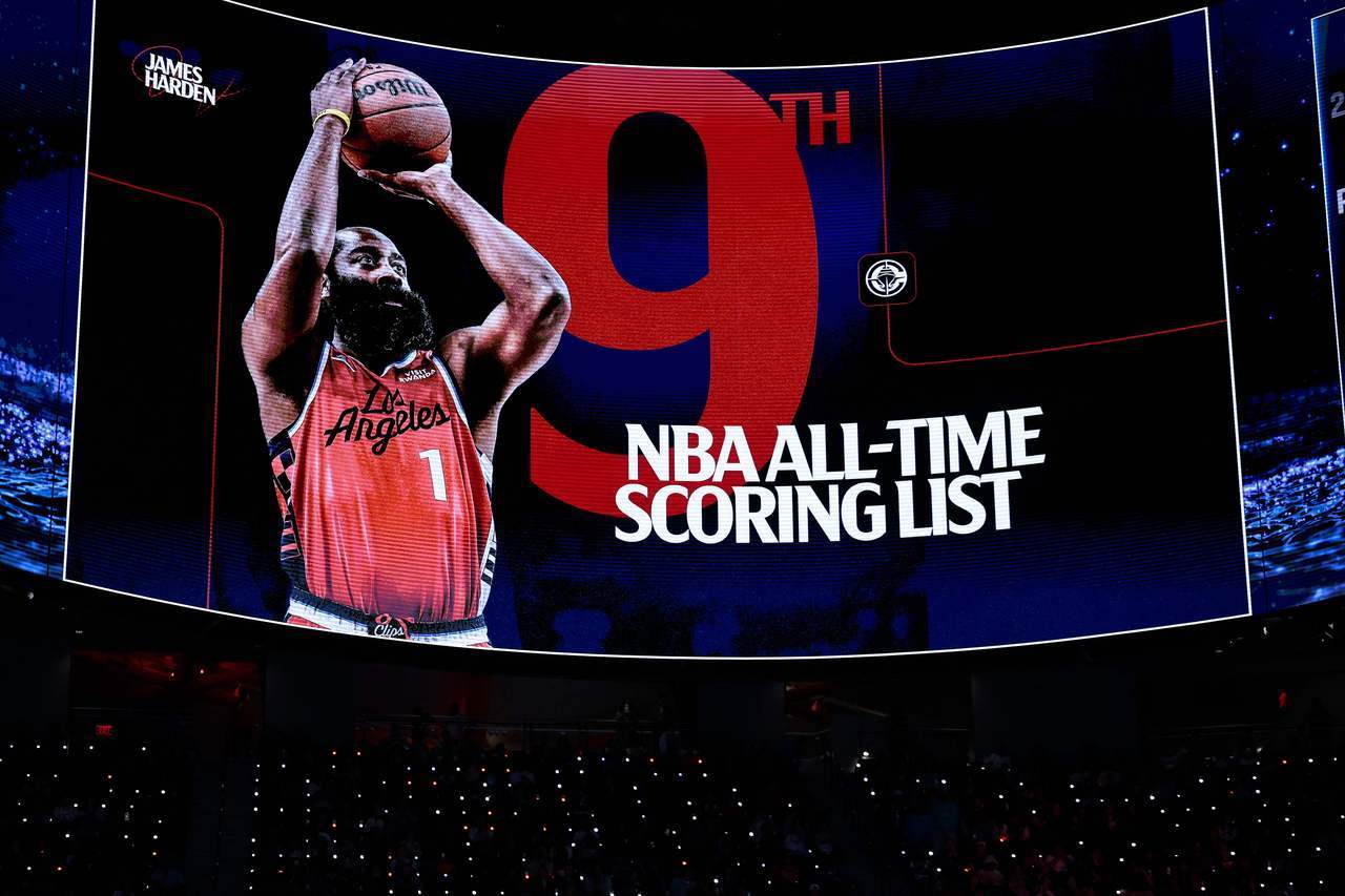 哈登荣登史上总得分第9 超越欧尼尔瞄准「3万俱乐部」